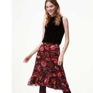 LOFT Floral Ruffle Skirt